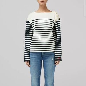 Rag and Bone Striped Navy and Ivory Nautical Sweater. Size Medium